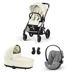 Cybex Poussette Trio Balios S Lux Cadre Taupe - Siège Auto Cloud G Plus i-Size - Nacelle S Lux - Seashell Beige & Stone Grey