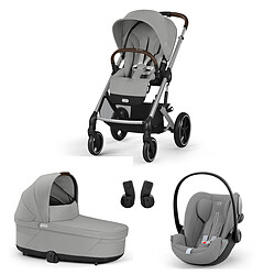 Cybex Poussette Trio Balios S Lux Cadre Argent - Siège Auto Cloud G Plus i-Size - Nacelle S Lux - Stone Grey
