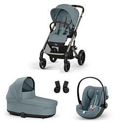 Cybex Poussette Trio Balios S Lux Cadre Taupe - Siège Auto Cloud G Plus i-Size - Nacelle S Lux - Stormy Blue
