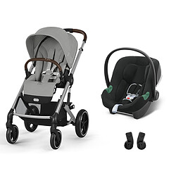 Cybex Poussette Duo Balios S Lux Cadre Argent et Siège AutoAton B2 i-Size - Stone Grey & Volcano Black