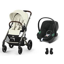 Cybex Poussette Duo Balios S Lux Cadre Taupe et Siège Auto Aton B2 i-Size - Seashell Beige & Volcano Black