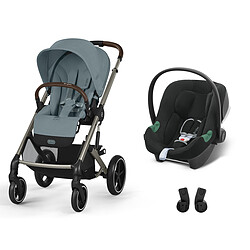 Cybex Poussette Duo Balios S Lux Cadre Taupe et Siège Auto Aton B2 i-Size - Stormy Blue & Volcano Black