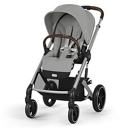 Cybex Poussette Trio Balios S Lux Cadre Argent - Siège Auto Aton B2 i-Size - Nacelle Cot S - Stone Grey & Volcano Black & Fog Grey