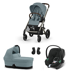 Cybex Poussette Trio Balios S Lux Cadre Taupe - Siège Auto Aton B2 i-Size - Nacelle Cot S - Stormy Blue & Volcano Black