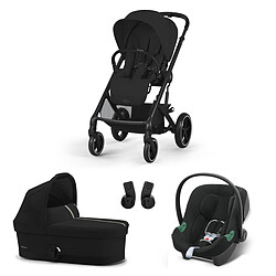 Cybex Poussette Trio Balios S Lux Cadre Noir - Siège Auto Aton B2 i-Size - Nacelle Cot S - Moon Black & Volcano Black