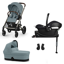 Cybex Poussette Trio Balios S Lux Cadre Taupe - Siège Auto Aton B2 i-Size-  Base One - Nacelle Cot S - Stormy Blue & Volcano Black Poussette Citadine Balios S Lux Cadre Taupe Stormy Blue + Siège Auto Aton B2 i-Size Groupe 0+ Volcano Black + Base One + Nacelle Cot S Stormy Blue