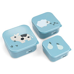 Done by Deer Lot de 3 Boîtes à Goûter Gigognes - Tiny Farm Bleu