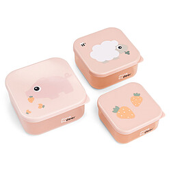 Done by Deer Lot de 3 Boîtes à Goûter Gigognes - Tiny Farm Rose