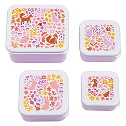 A Little Lovely Company Lot de 4 Boîtes à Goûter - Fleurs du Jardin