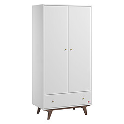 Vox Meubles Armoire 2 Portes Mid II - Blanc et Noyer