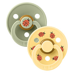 Lot de 2 Sucettes Rondes Bibs Studio Ladybug Sage Mix - 0/6 Mois