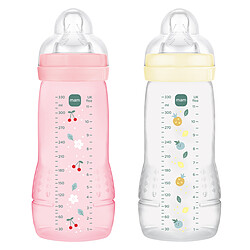 MAM Lot de 2 Biberons Easy Active 2ème Âge Berry & Pearl - 330 ml
