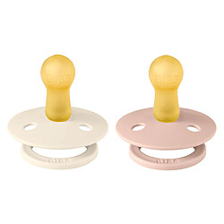 Bibs Lot de 2 Sucettes Rondes Colour Ivory & Blush - 0/6 Mois