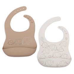 Jollein Lot de 2 Bavoirs Silicone - Elephant Tales