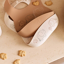 Jollein Lot de 2 Bavoirs Silicone - Elephant Tales