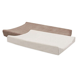 Jollein Lot de 2 Housses de Matelas à Langer - Milky Coffee & Ivory