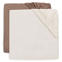 Jollein Lot de 2 Draps Housse Jersey Milky Coffee & Ivory - 60 x 120 cm