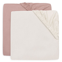 Jollein Lot de 2 Draps Housse Jersey Wild Rose & Ivory - 60 x 120 cm 