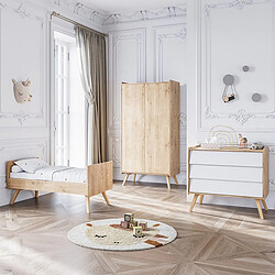 Avis Vox Meubles Chambre Trio Vintage 70 x 140 cm - Chêne et Blanc