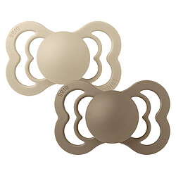 Bibs Lot de 2 Sucettes Symétriques Suprême Vanilla & Dark Oak - 0/6 Mois