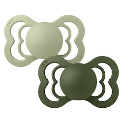 Bibs Lot de 2 Sucettes Symétriques Suprême Sage & Hunter Green - 6/18 Mois