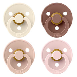 Bibs Lot de 4 Sucettes Rondes Colour Ivory Blush Woodhuck & Blossom - 0/6 Mois