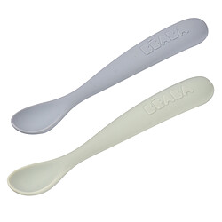 BÉABA Lot de 2 Cuillères 1er Âge Silicone - Galet