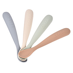 BÉABA Lot de 4 Cuillères 1er Âge Silicone - Natural