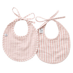 BB&Co Lot de 2 Bavoirs Naissance - Rayé Vieux Rose