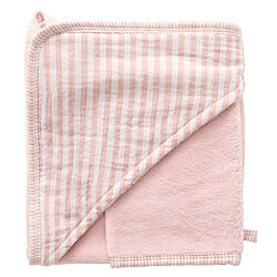 BB&Co Cape de Bain et Gant - Rayé Vieux Rose