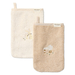 Little Dutch Lot de 2 Gants de Toilette Brodés - Baby Bunny