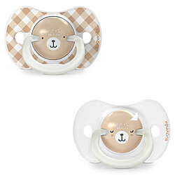 Suavinex Lot de 2 Sucettes Symétriques SX Pro Night & Day Wild and Free Marron - 0/6 Mois