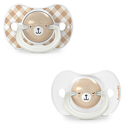 Suavinex Lot de 2 Sucettes Symétriques SX Pro Night & Day Wild and Free Marron - 6/18 Mois