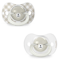 Suavinex Lot de 2 Sucettes Symétriques SX Pro Night & Day Wild and Free Gris - 0/6 Mois