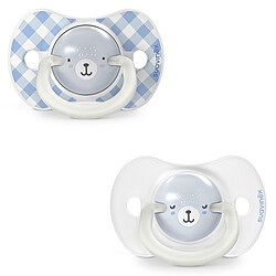 Suavinex Lot de 2 Sucettes Symétriques SX Pro Night & Day Wild and Free Bleu - 0/6 Mois