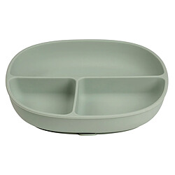 b.box for kids Assiette Compartimentée à Ventouse et Couvercle - Sage pas cher