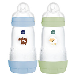 MAM Lot de 2 Biberons Anti-coliques Easy Start Océan et Vert - 260 ml