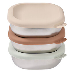 BÉABA Lot de 3 Boîtes Repas Inox Multi-usage Natural Set - 250 ml