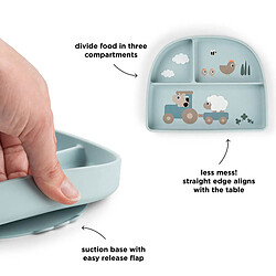 Avis Assiette Stick & Stay Compartimentée - Tiny Farm Bleu