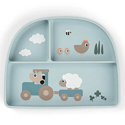 Assiette Stick & Stay Compartimentée - Tiny Farm Bleu