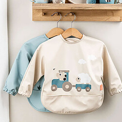 Done by Deer Bavoir à Manches avec Poche Tiny Farm Sable - 6/18 Mois 