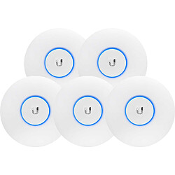 Ubiquiti Unifi UAP-AC-LITE x 5 Point d'accès intérieur Wi-Fi MIMO A/B/G/N/AC PoE Dual Band 2.4 et 5 GHz 867 Mbps