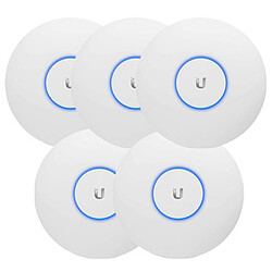 Ubiquiti Unifi UAP-AC-PRO x 5 Pack de 5 points d'accès intérieur/extérieur Wi-Fi AC MIMO 3x3 PoE Dual Band 1750 Mbps (450 + 1300 Mbps)