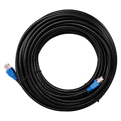 Câble RJ45 étanche catégorie 6 U/UTP 15 m (Bleu et Noir)