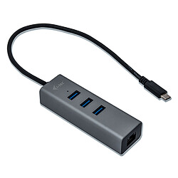 i-tec USB-C Metal Hub 3 Ports + Gigabit Ethernet Adaptateur USB-C vers Gigabit Ethernet et 3 x USB-A 3.0