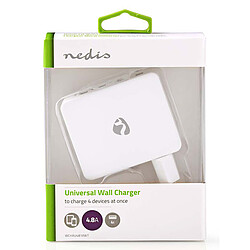 Avis Nedis Chargeur mural USB avec 4 sorties USB-A - Blanc