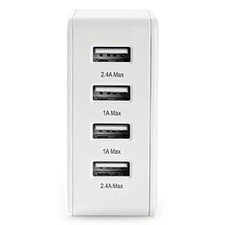 Nedis Chargeur mural USB avec 4 sorties USB-A - Blanc