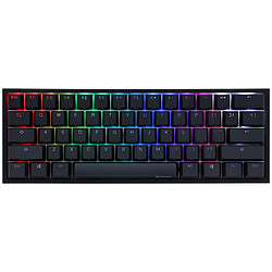 Ducky Channel One 2 Mini RGB Noir (Cherry MX RGB Silent Red) Clavier compact haut de gamme - format ultra-compact 60% - interrupteurs mécaniques rouges (switches Cherry MX RGB Silent Red) - rétroéclairage RGB multi-effets - touches en PBT - AZERTY, Français