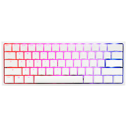 Ducky Channel One 2 Mini RGB Blanc (Cherry MX RGB Black) Clavier compact haut de gamme - format ultra-compact 60% - interrupteurs mécaniques noirs (switches Cherry MX RGB Black) - rétroéclairage RGB multi-effets - touches en PBT - AZERTY, Français