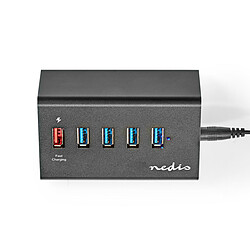 Nedis Hub USB 3.0 à 5 ports avec port de chargement QC 3.0